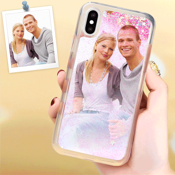 iPhone Xs Custom Photo Phone Case Pink Quicksand with Little Heart - Max - 