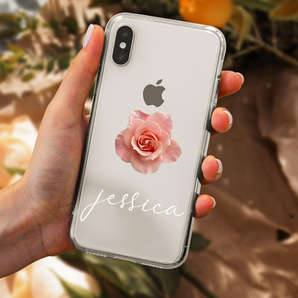 Custom Engraved iPhone Case iPhone XS Max Rose Pattern Fashion Simplicity - 