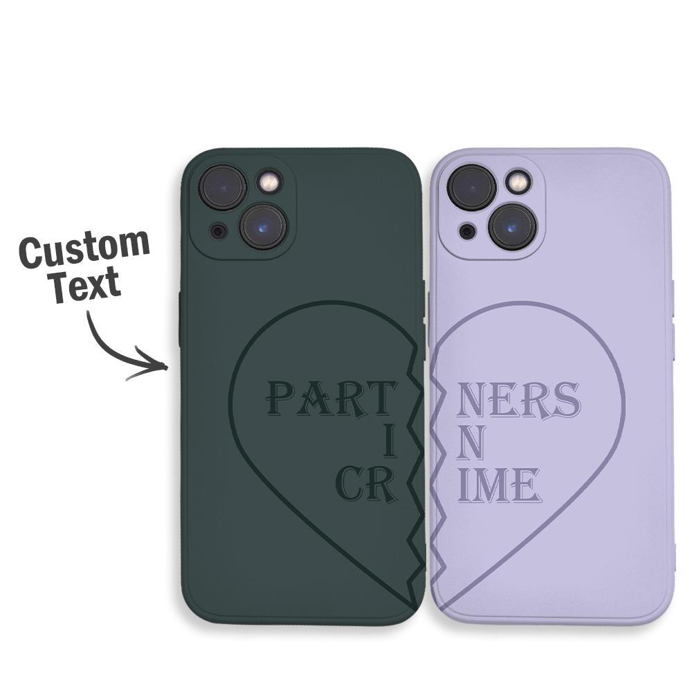 IPhone14ProMax Custom Text Heart-shaped Black Phone Case Soft Shell Matte for Couple - soufeelmy