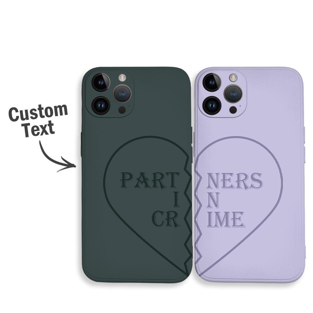 IPhone14ProMax Custom Text Heart-shaped Black Phone Case Soft Shell Matte for Couple - soufeelmy