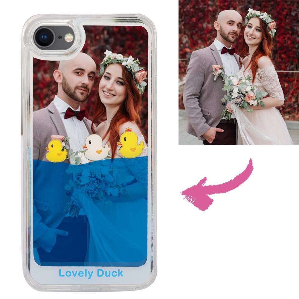 Photo Liquid Phone Case Blue Three Lovely Ducks - iPhone Case - 