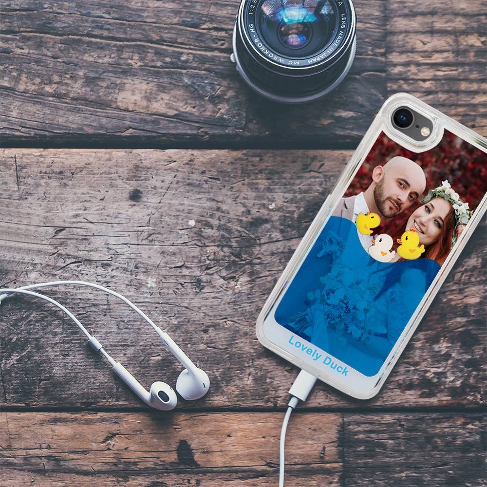 Photo Liquid Phone Case Blue Three Lovely Ducks - iPhone Case - 