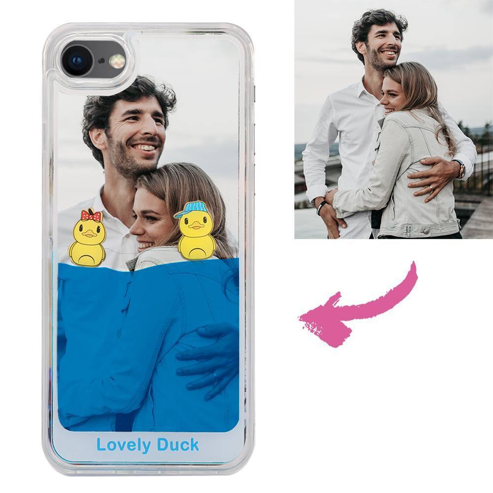 Photo Liquid Phone Case Blue Two Lovely Ducks - iPhone Case -