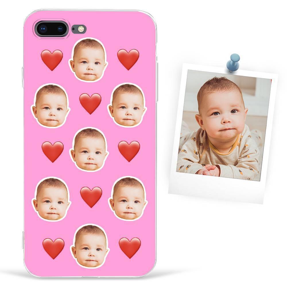 Custom Photo Protective Phone Case Soft Shell Light Pink Mesh Face with Heart - iPhone Xs -