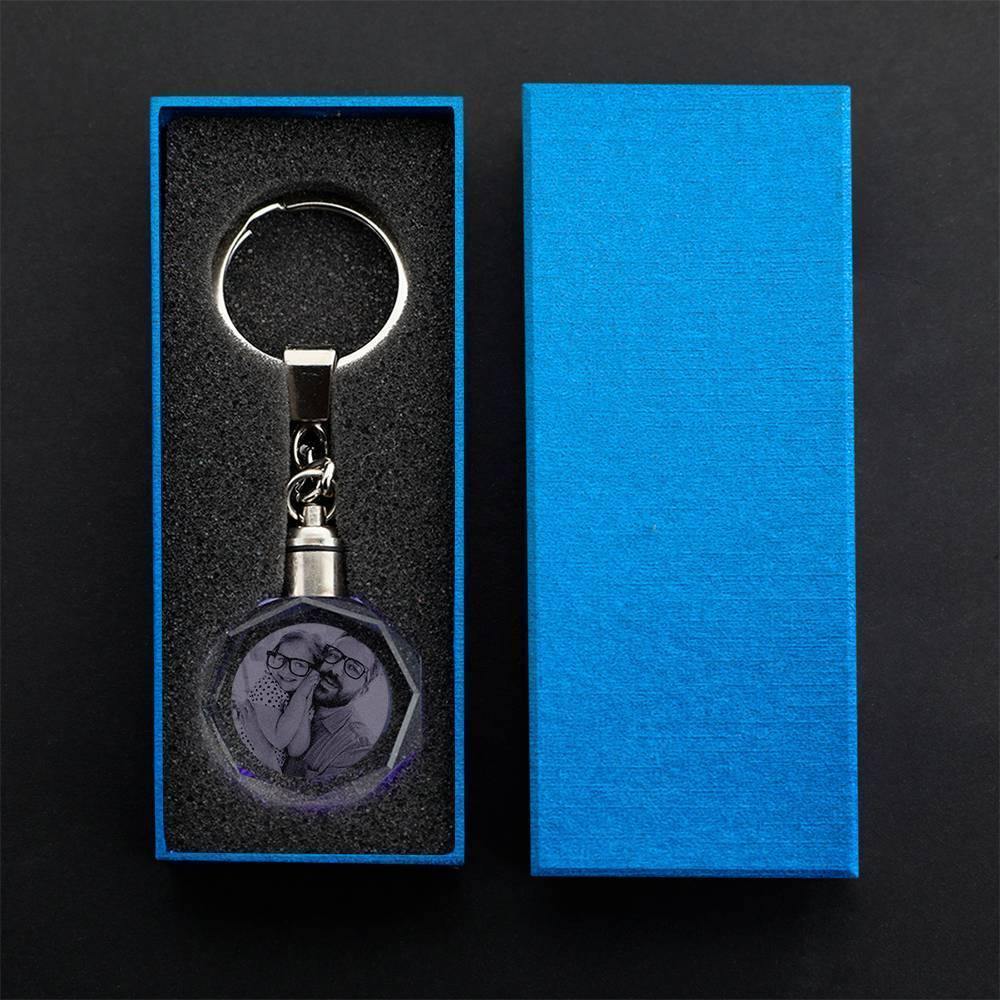 Custom Photo Crystal Keychain Couple's Gifts Octagon