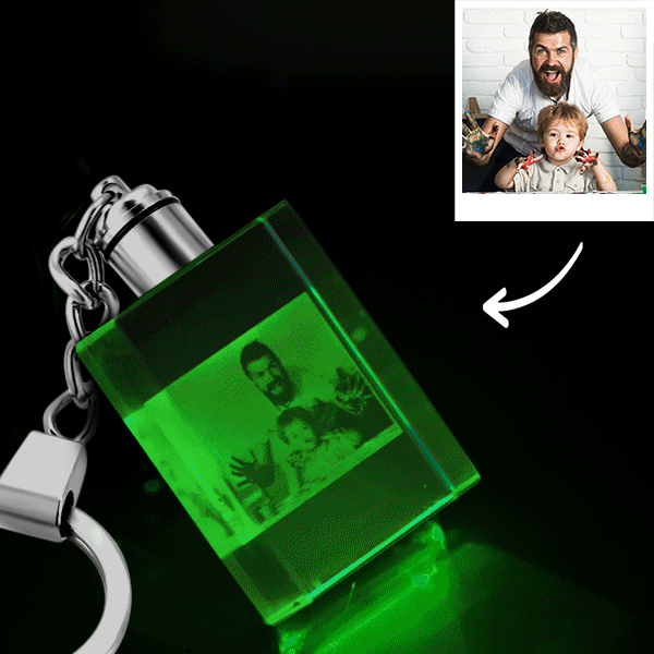 Custom Photo Crystal Keychain Couple's Gifts Octagon