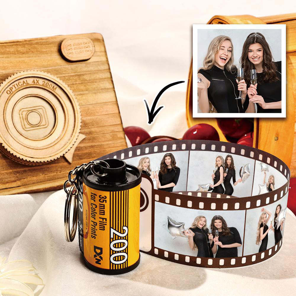 Custom Text For The Film Roll Keychain Personalized Picture Keychain with Reel Album Customized Anniversary Gifts