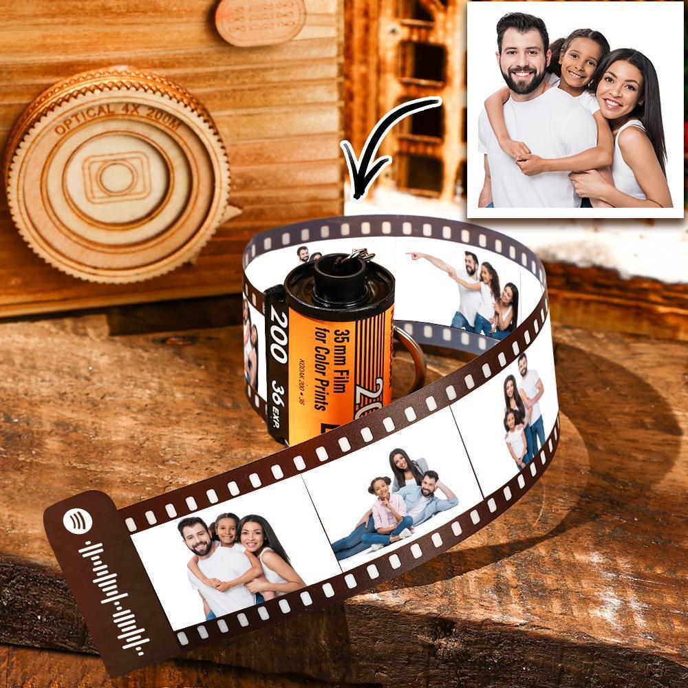 Scannable Spotify Code Film Keychain Spotify Photo Engraved Film Keychain Gifts for Couple's Green 5 Pics - 