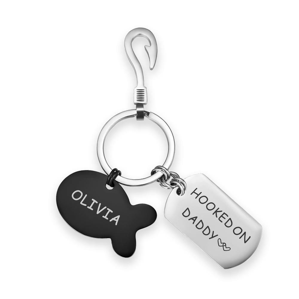 Engraved Little Fish Key Chain with 1 Fish