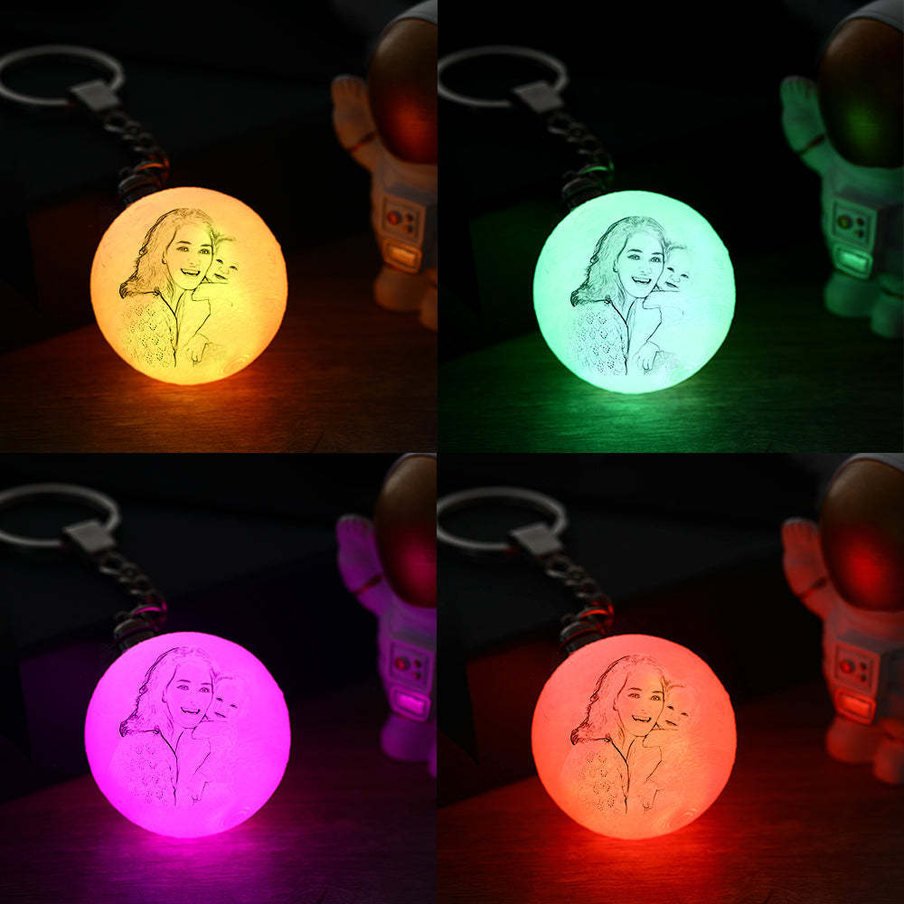 Custom 3D Printed Moon Lamp Keychain Colorful for mom -