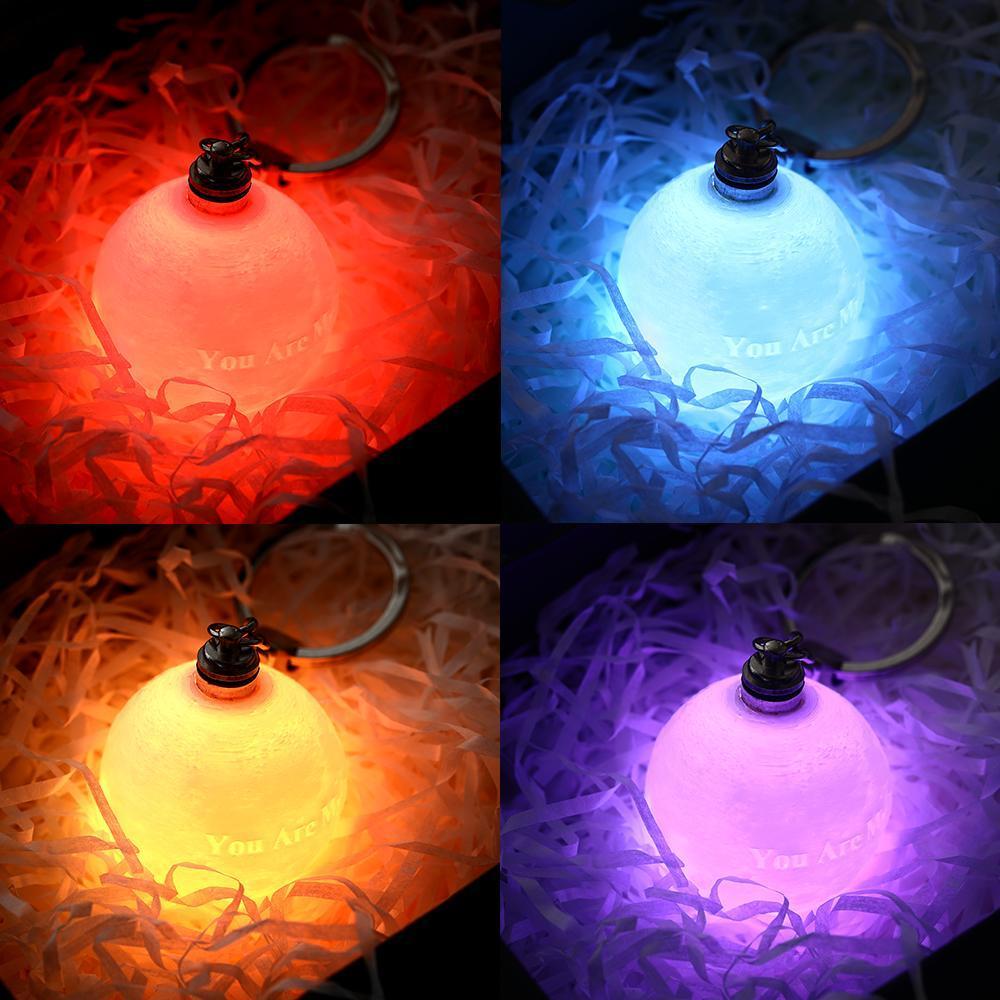 Custom Photo Moon Lamp Keychain 3D Printed Colorful Memorial Gifts - 