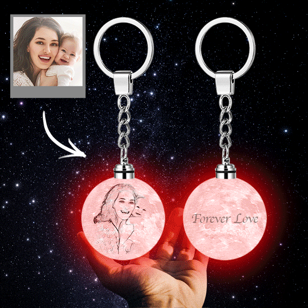 Custom 3D Printed Moon Lamp Keychain Colorful for mom -