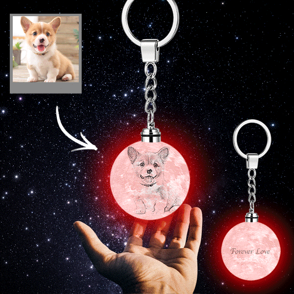 Custom Photo Moon Lamp Keychain 3D Printed Colorful Memorial Gifts - 