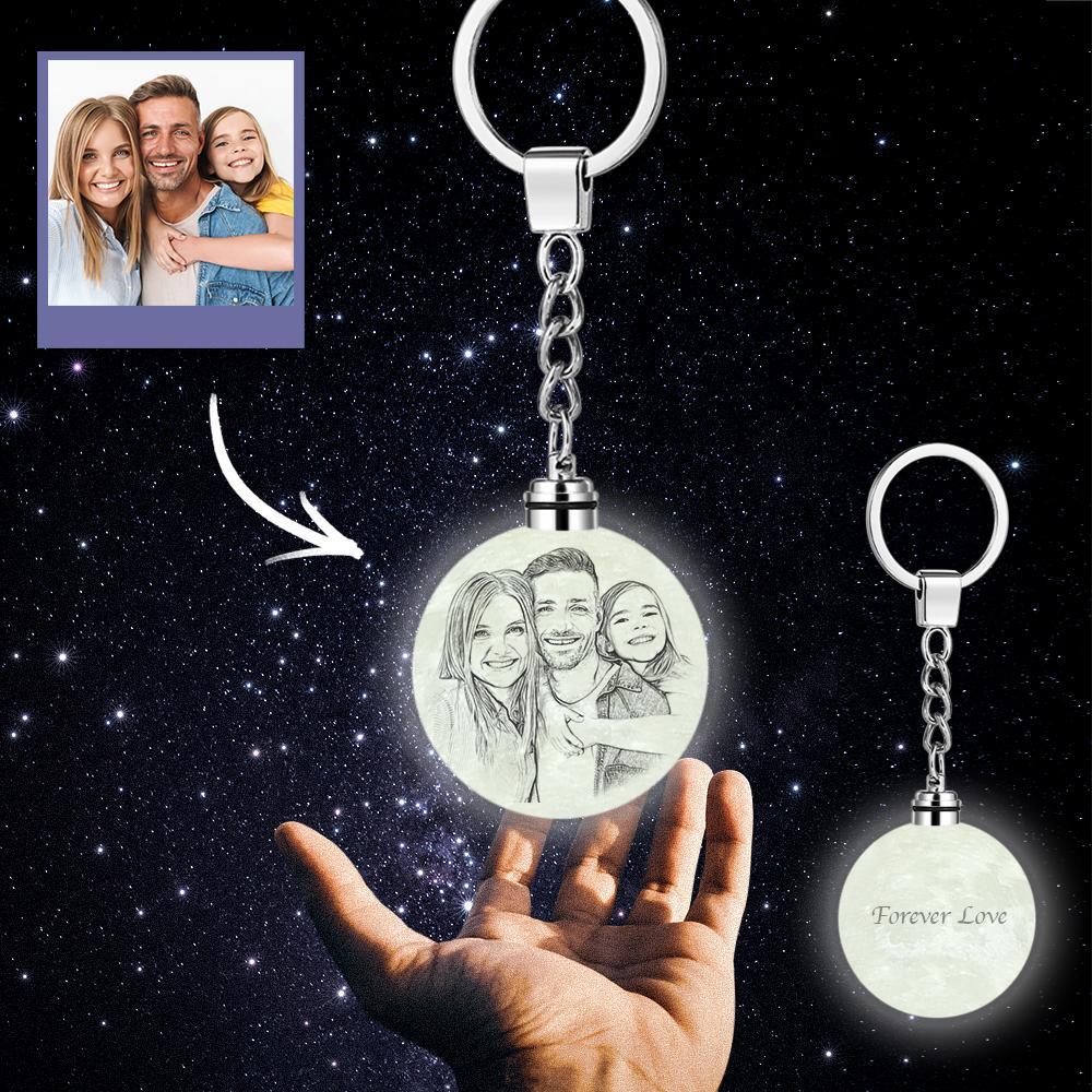 Custom Photo Moon Lamp Keychain 3D Printed Colorful Gifts for Family - 