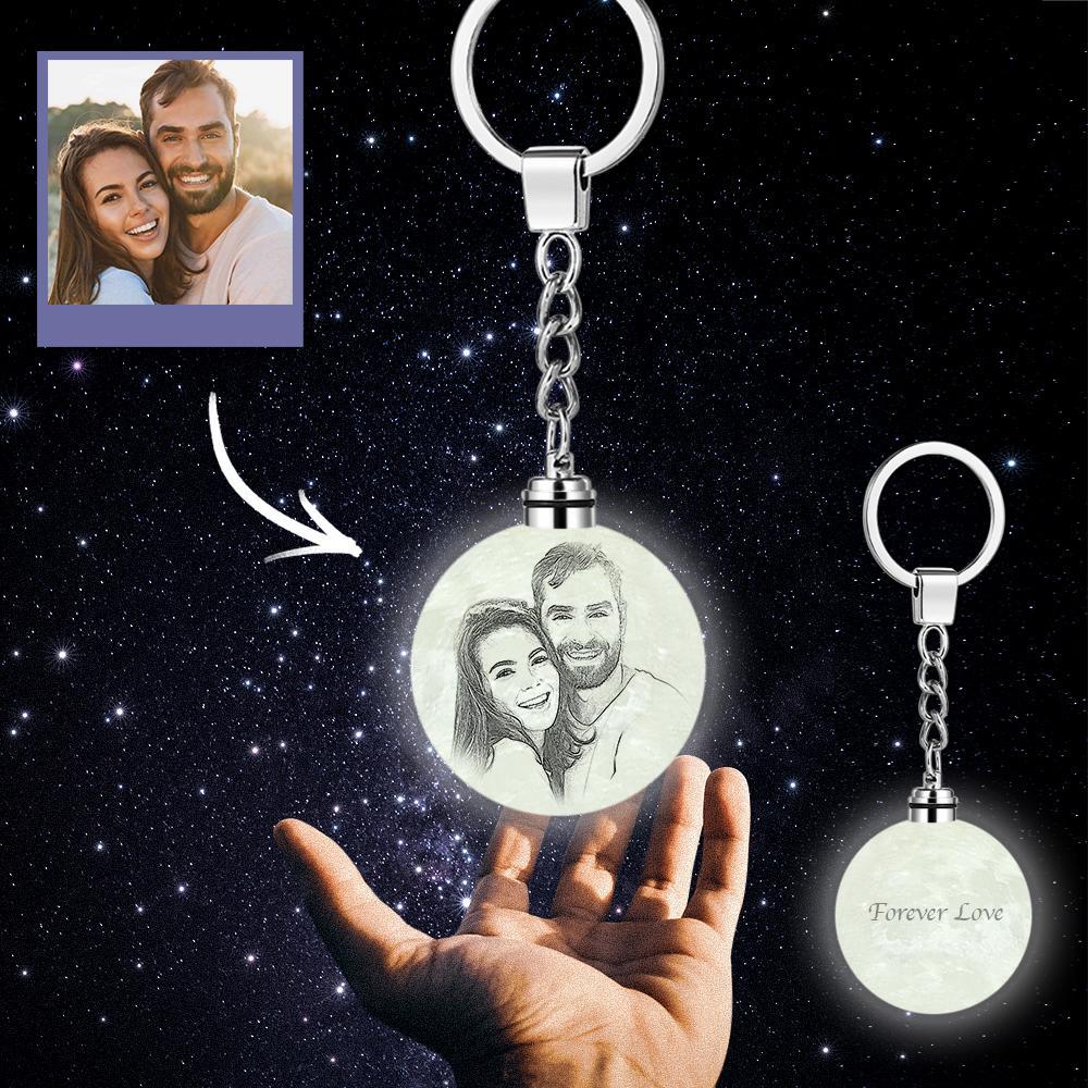 Custom Photo Moon Lamp Keychain 3D Printed Gifts for Her - 
