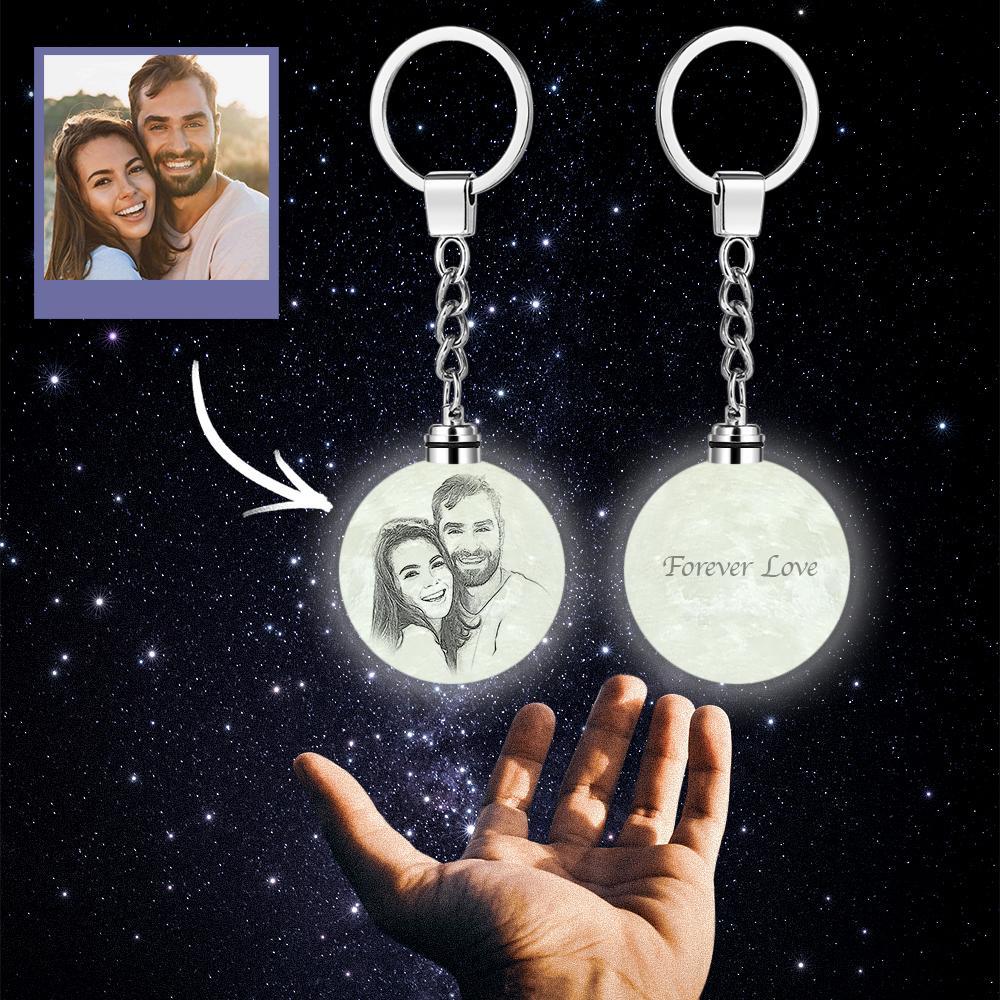 Custom Photo Moon Lamp Keychain 3D Printed Gifts for Her - 