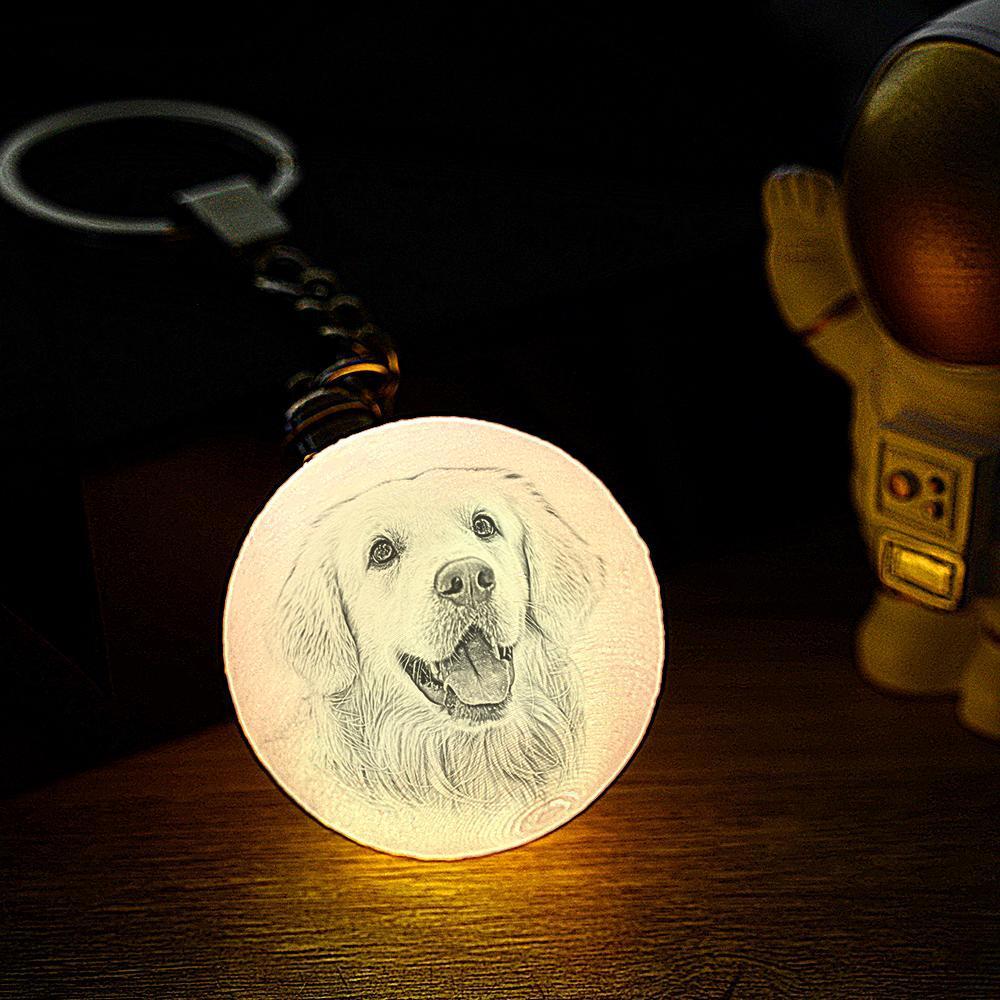 Custom Photo Moon Lamp Keychain 3D Printed Memorial Gifts - 
