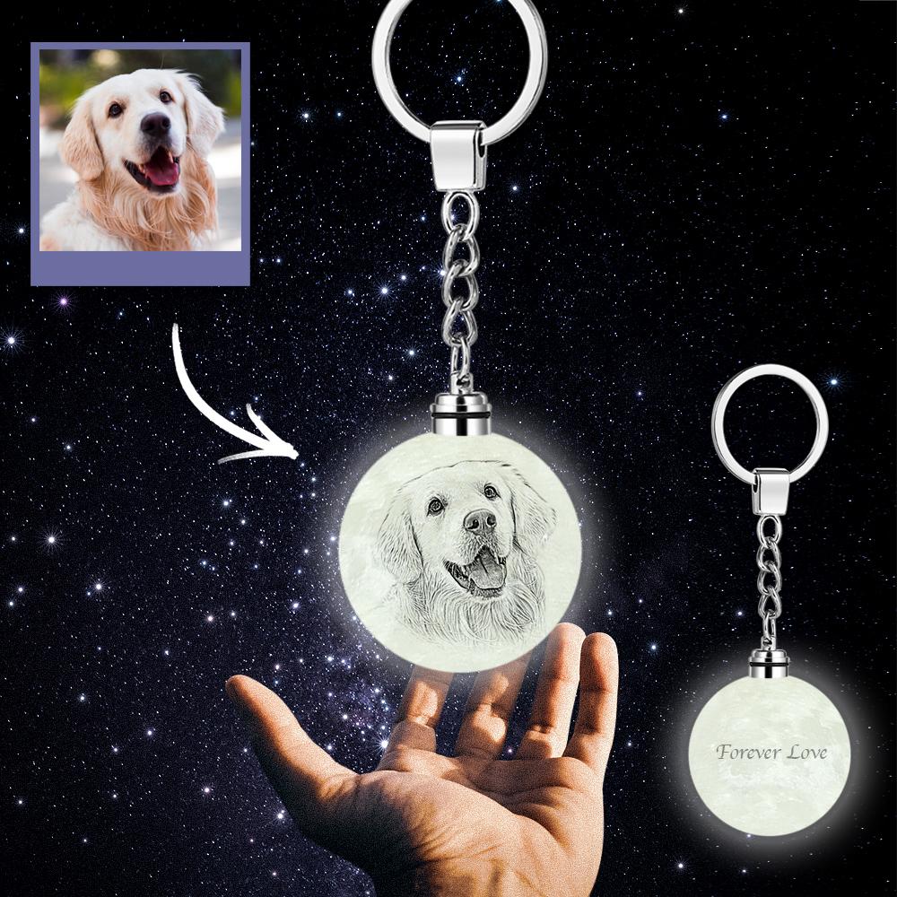 Custom Photo Moon Lamp Keychain 3D Printed Memorial Gifts - 