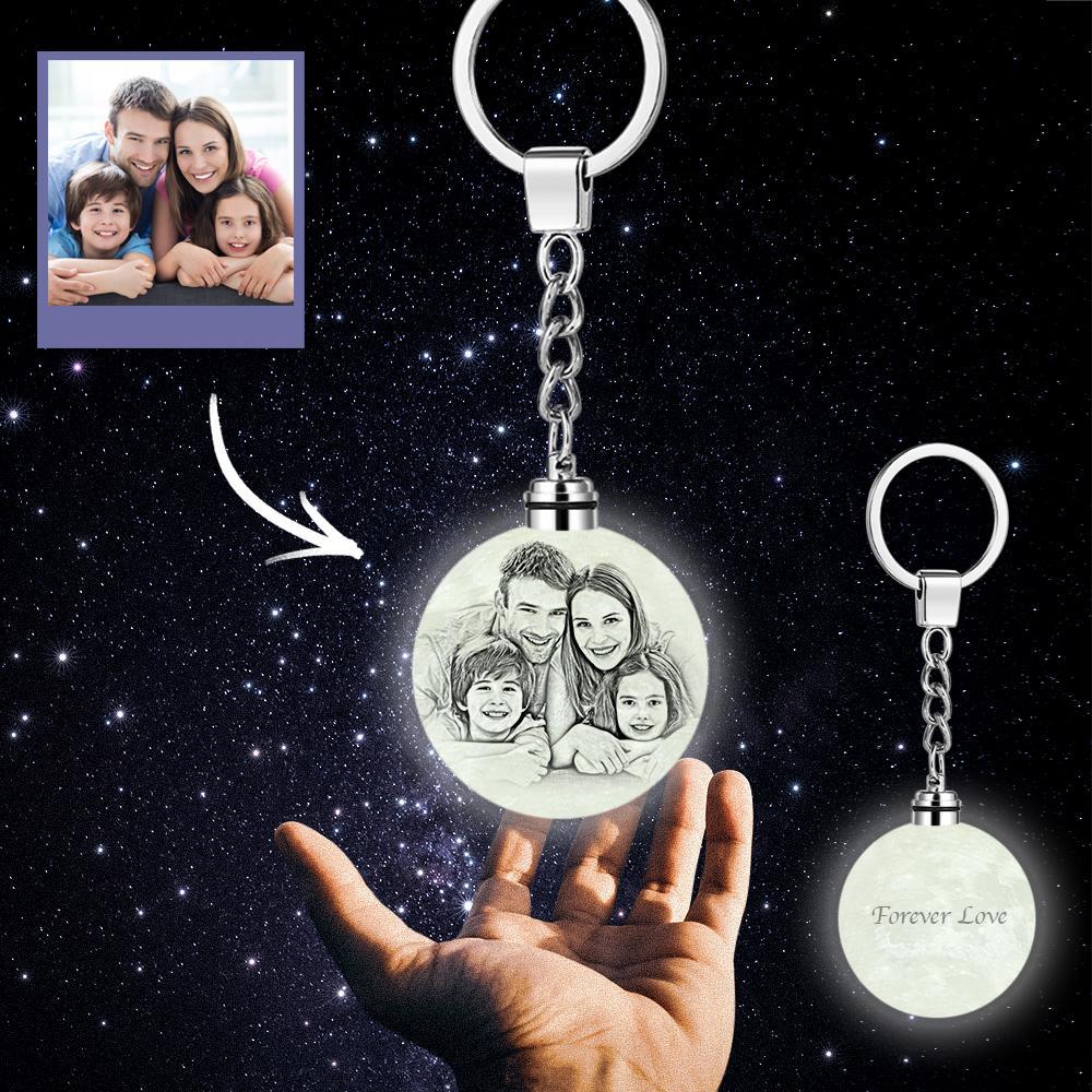 Custom Photo Moon Lamp Keychain 3D Printed Gifts for Family - 