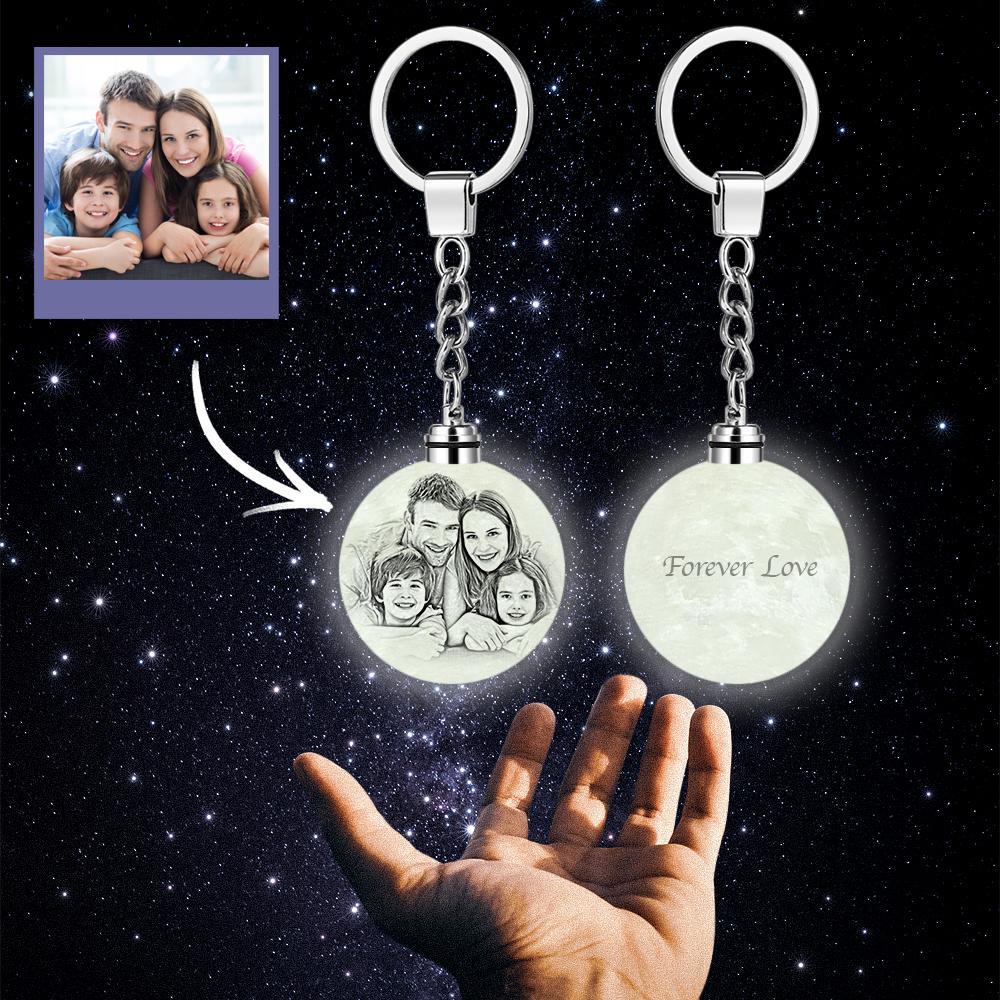 Custom Photo Moon Lamp Keychain 3D Printed Gifts for Family - 