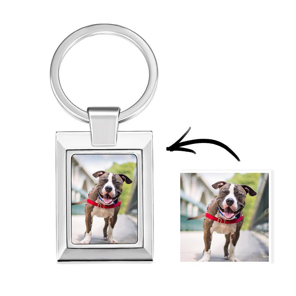 Custom Photo Keychain Square-shaped Memorial Gifts for Family - 