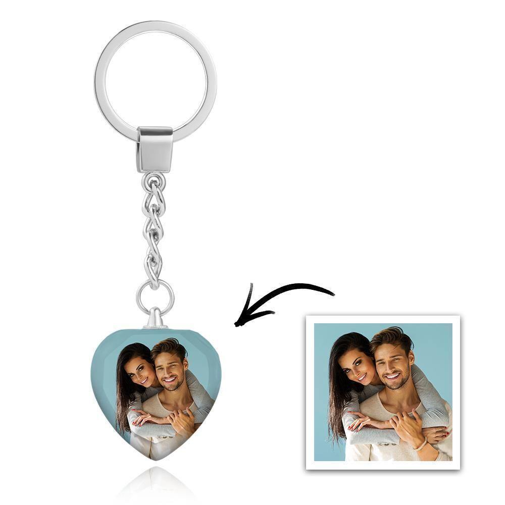 Custom Photo Keychain Crystal Keychain Couple's Gifts Heart-shaped