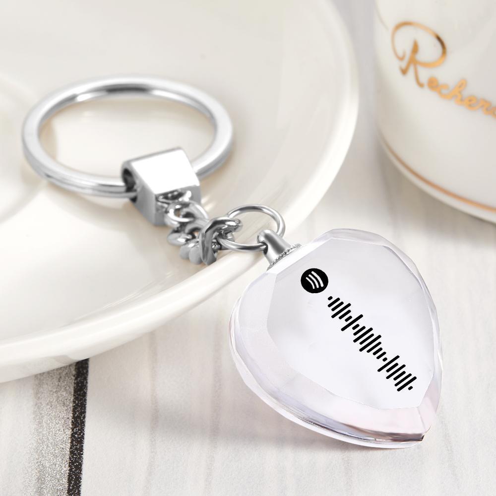 Scannable Custom Spotify Code Keychain Engraved Music Song Crystal Keychain Memorial Gifts - 