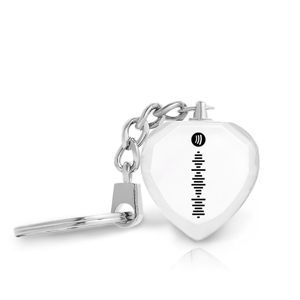Scannable Custom Spotify Code Keychain Engraved Music Song Crystal Keychain Memorial Gifts - 