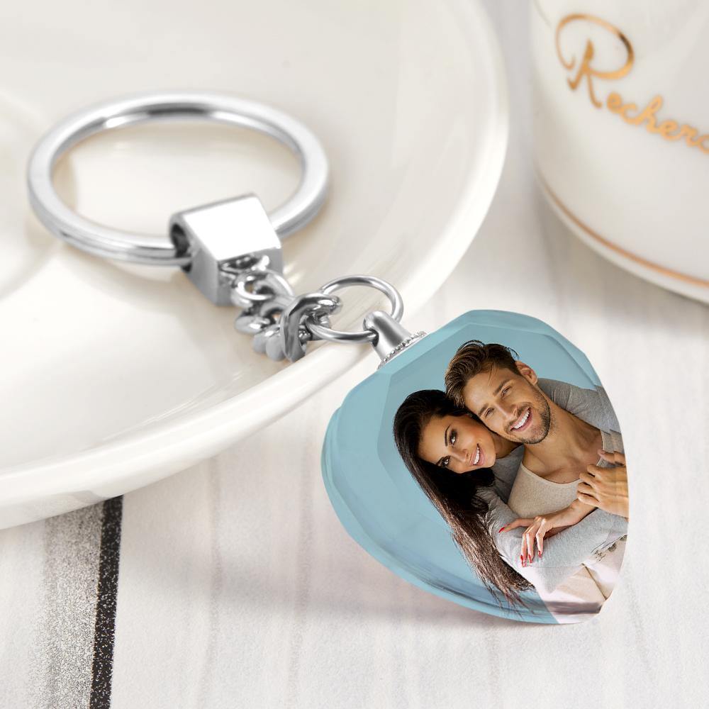 Custom Photo Keychain Crystal Keychain Heart-shaped Gifts for Employees