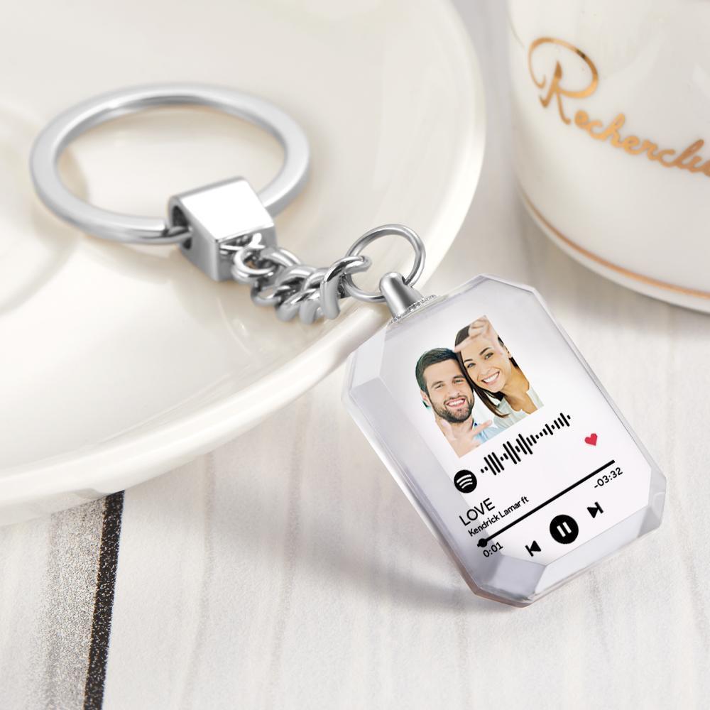 Scannable Custom Spotify Code Keychain Photo Keychain Custom Engraved Spotify Keychain Music Crystal Keychain - soufeelmy