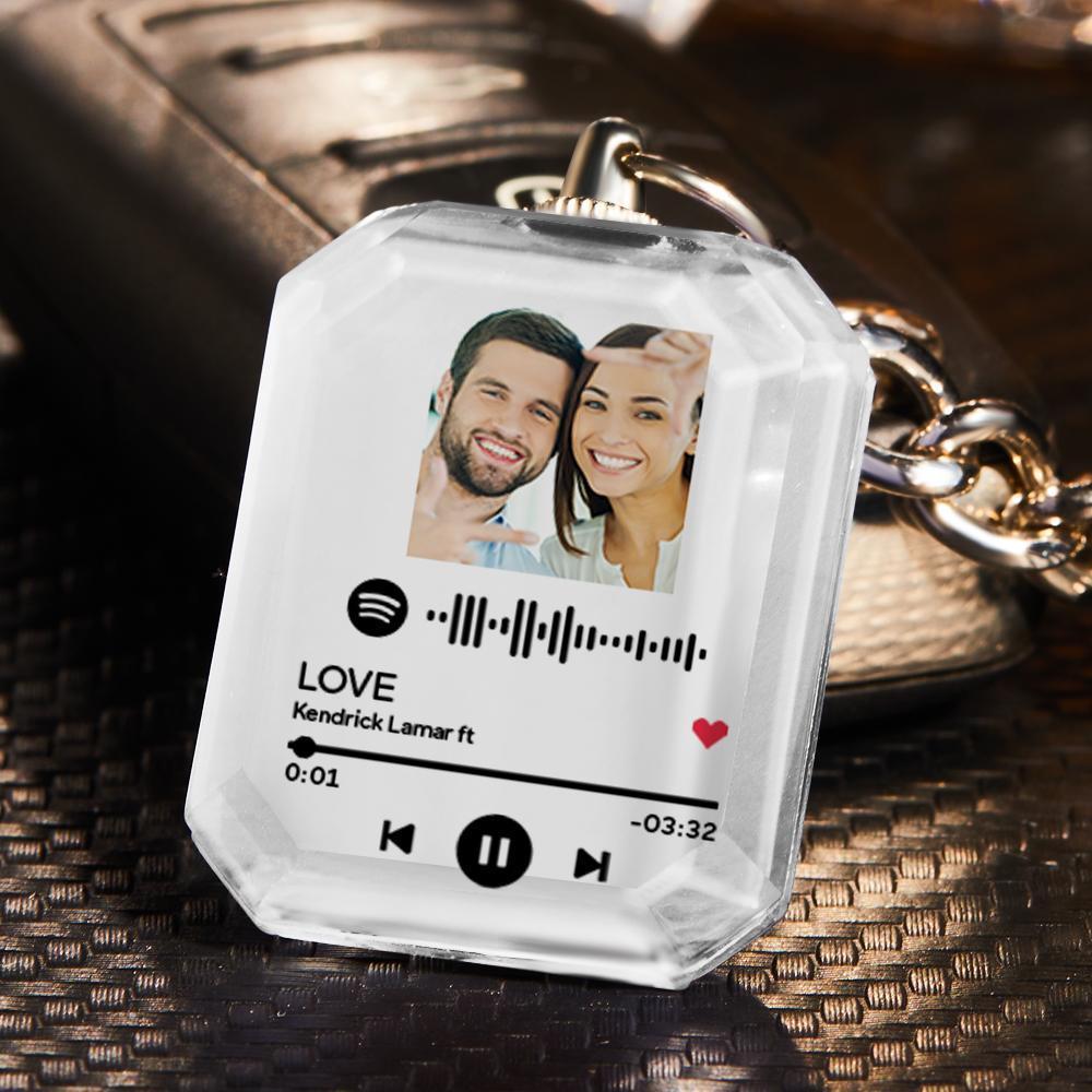 Scannable Custom Spotify Code Keychain Photo Keychain Custom Engraved Spotify Keychain Music Crystal Keychain - soufeelmy