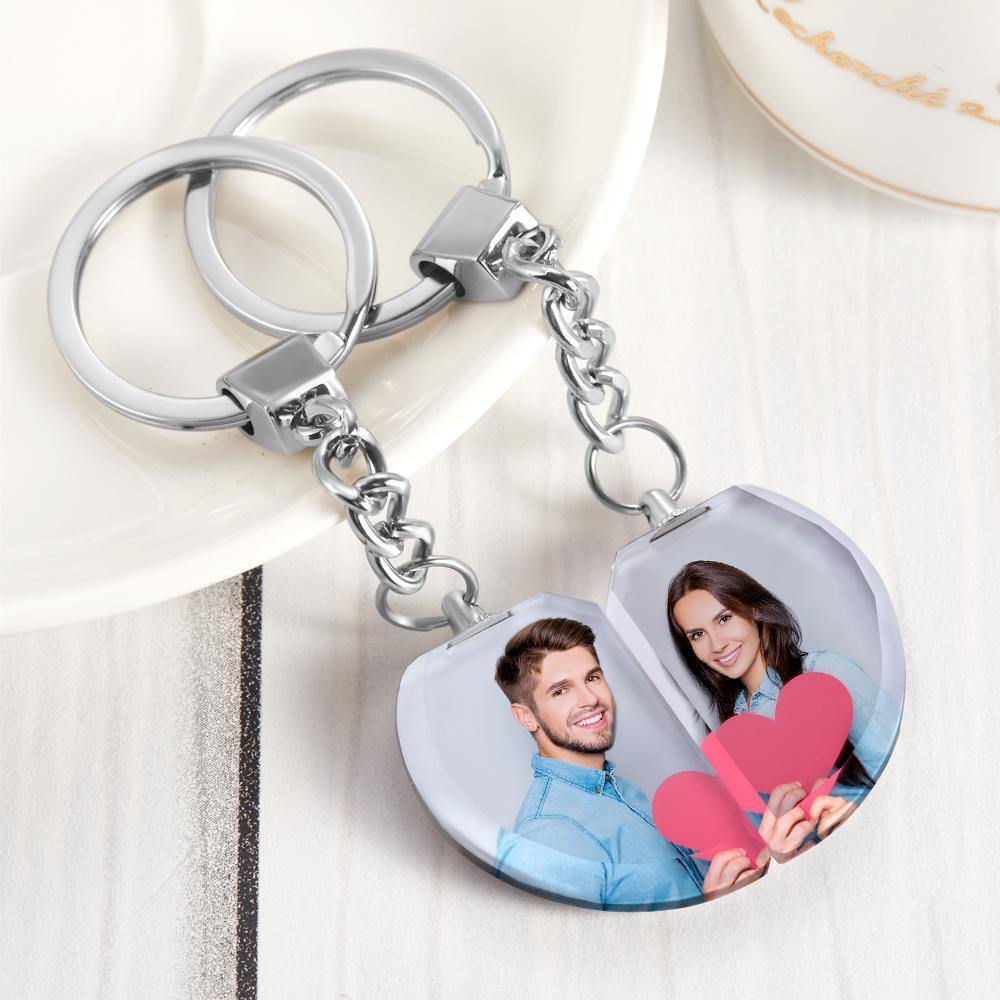 Photo Keychain Crystal Keychain Couple's Gifts Heart-shaped