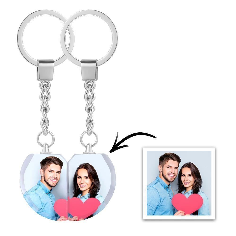 Photo Keychain Crystal Keychain Couple's Gifts Heart-shaped