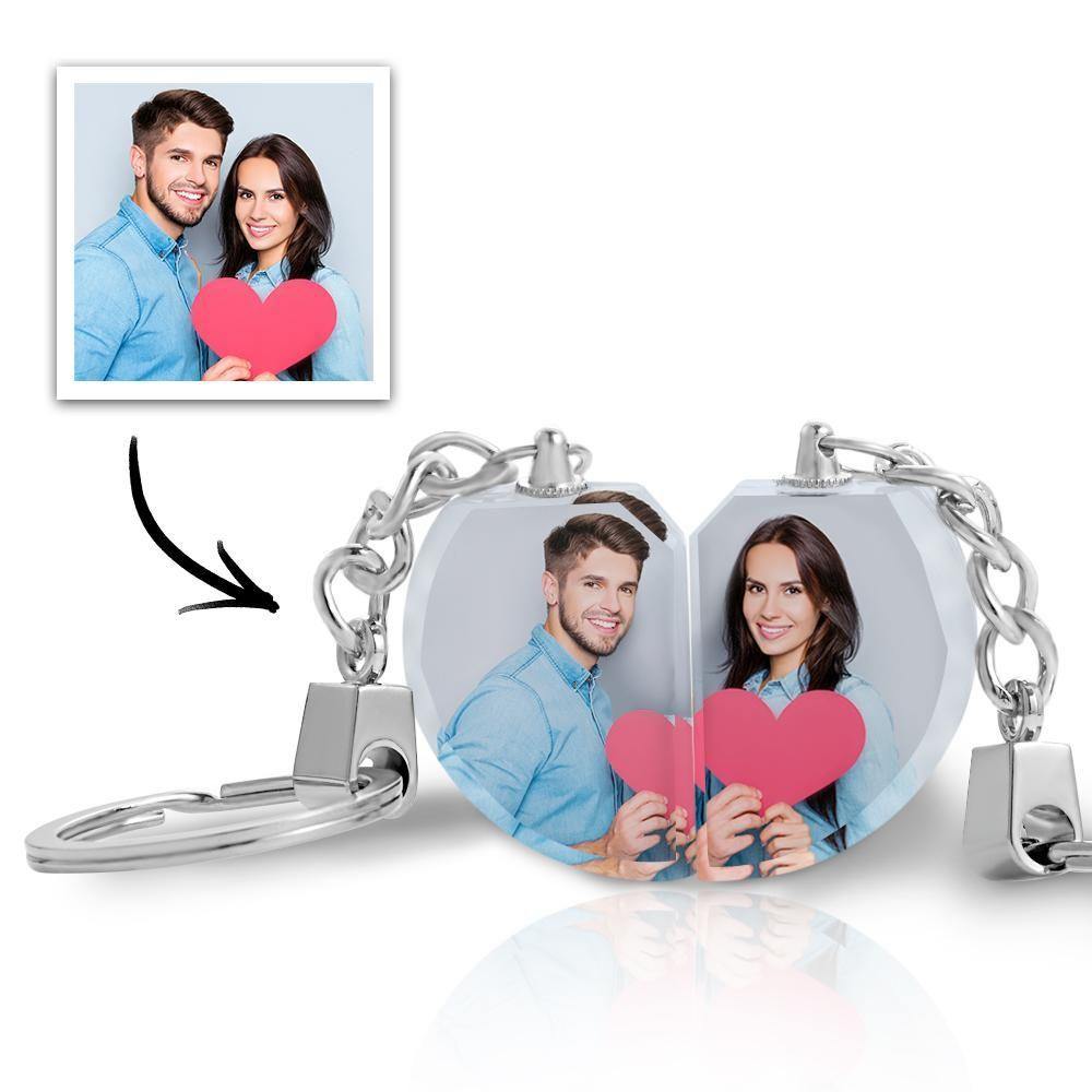 Photo Keychain Crystal Keychain Couple's Gifts Heart-shaped