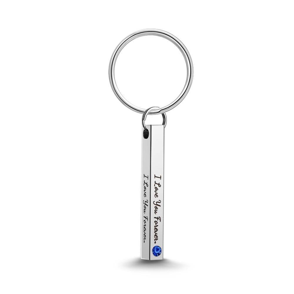 Engraved Keychain 3D Keychain with Birthstone June Memorial Gifts