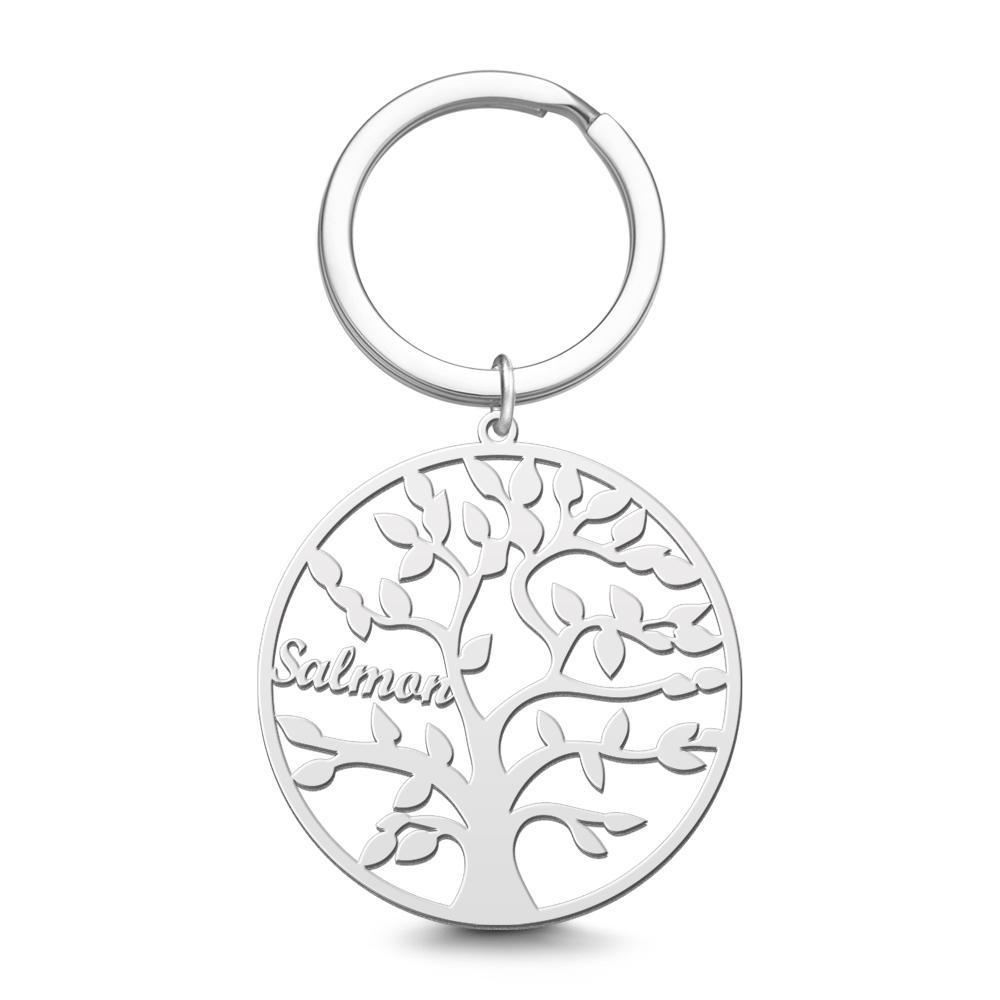 Name Keychain Family Tree of Life Keychain Gifts for Family Rose Gold Plated 1-9 Names - 