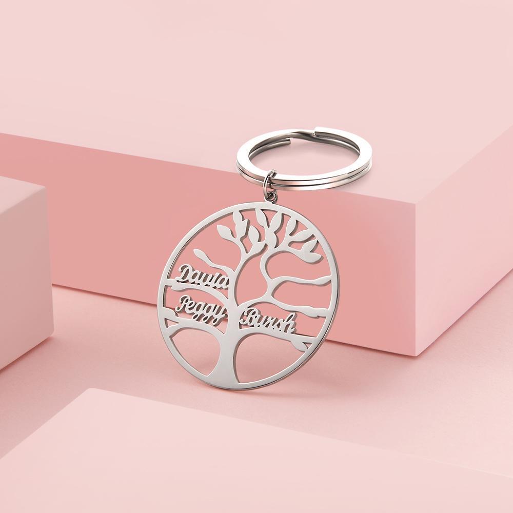 Personalized Name Keychain Family Tree of Life Keychain 1-9 Names - 