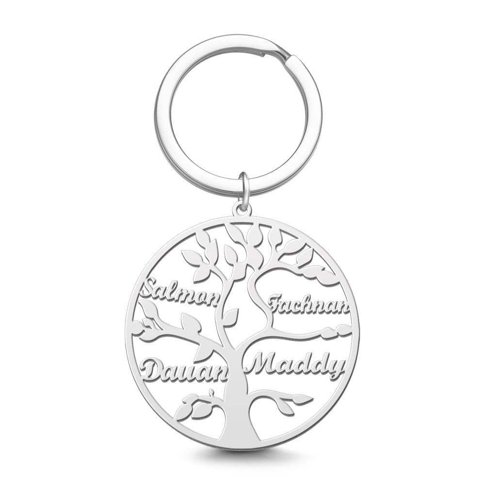 Name Keychain Family Tree of Life Keychain Gifts for Family 14k Gold Plated 1-9 Names - 