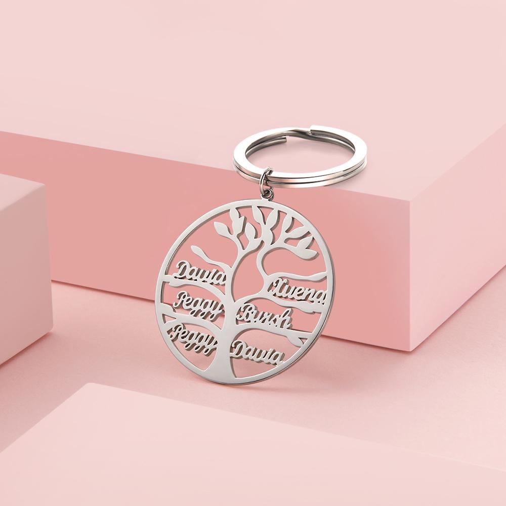 Name Keychain Family Tree Keychain Gifts for Women 1-9 Names - 