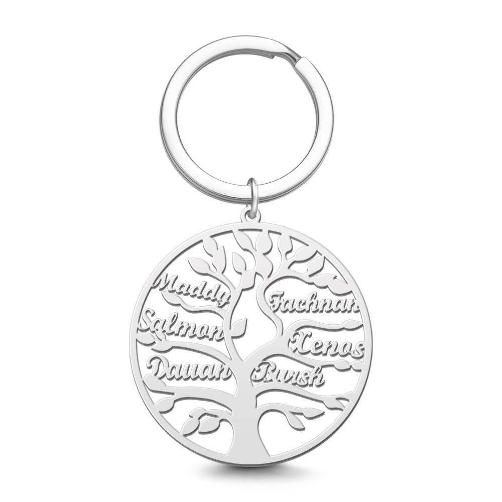 Name Keychain Family Tree Keychain Gifts for Grandma Memorial Gifts Rose Gold Plated 1-9 Names - 