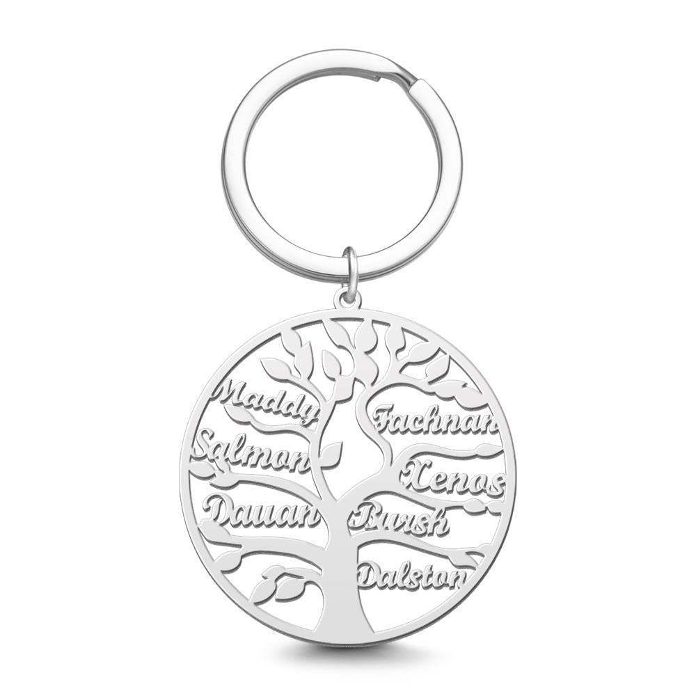 Name Keychain Family Tree of Life Keychain Gifts for Family Rose Gold Plated 1-9 Names - 