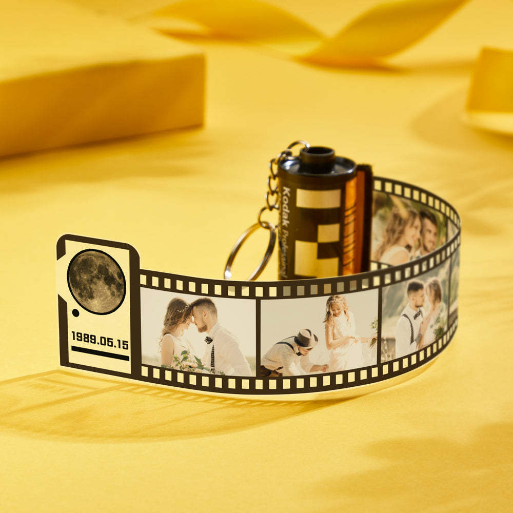 Custom Film Roll Keychain the Moon on the Day You were Born Photo Gifts - soufeelmy