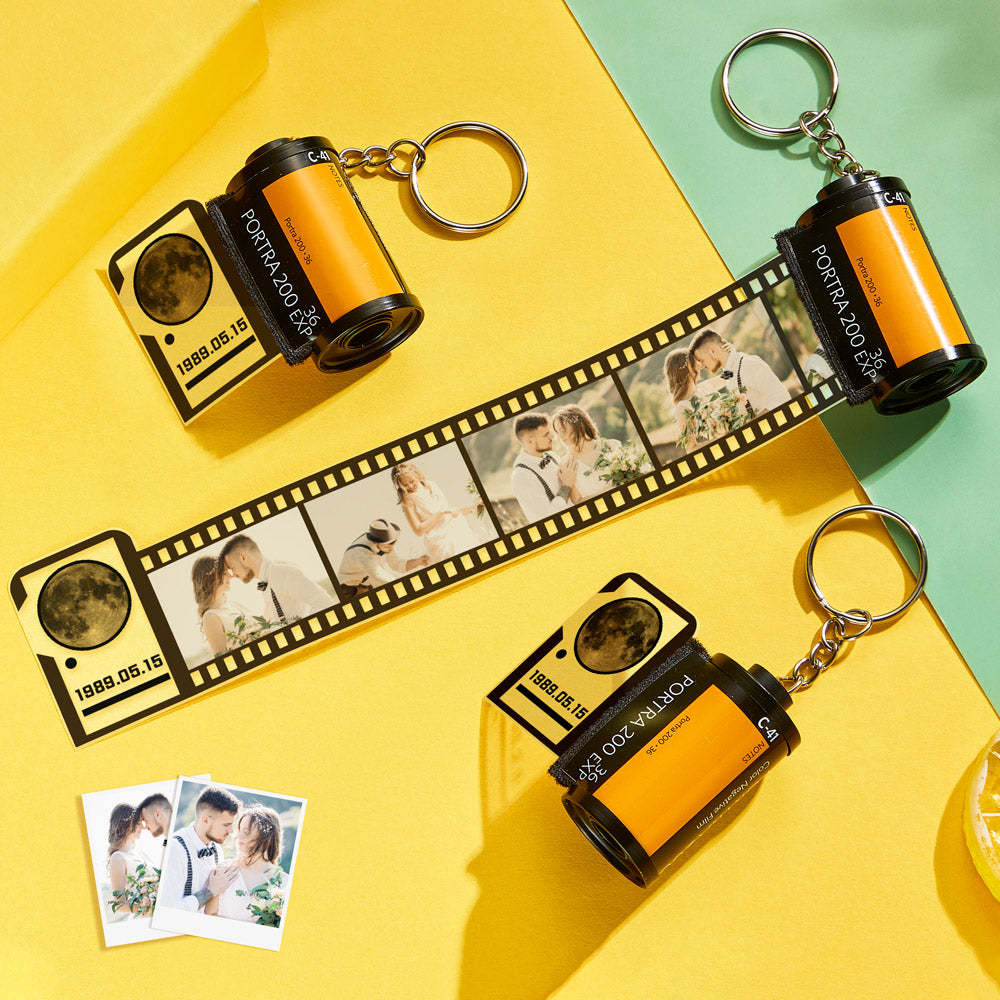Custom Film Roll Keychain the Moon on the Day You were Born Photo Gifts - soufeelmy