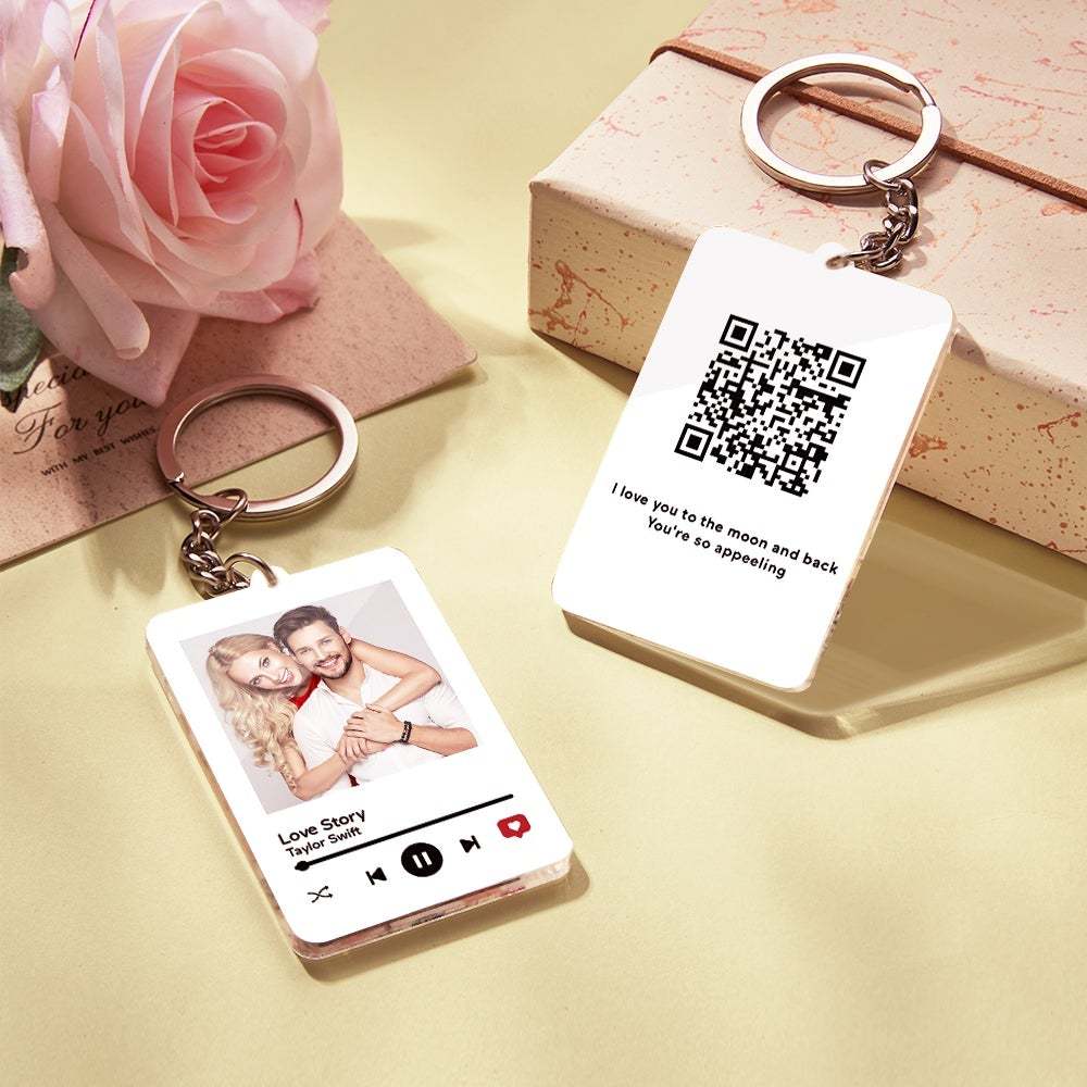 Personalized Keychain Scannable QR Code Keychain Submit Your Favorite Video Valentine's Day Gift - 