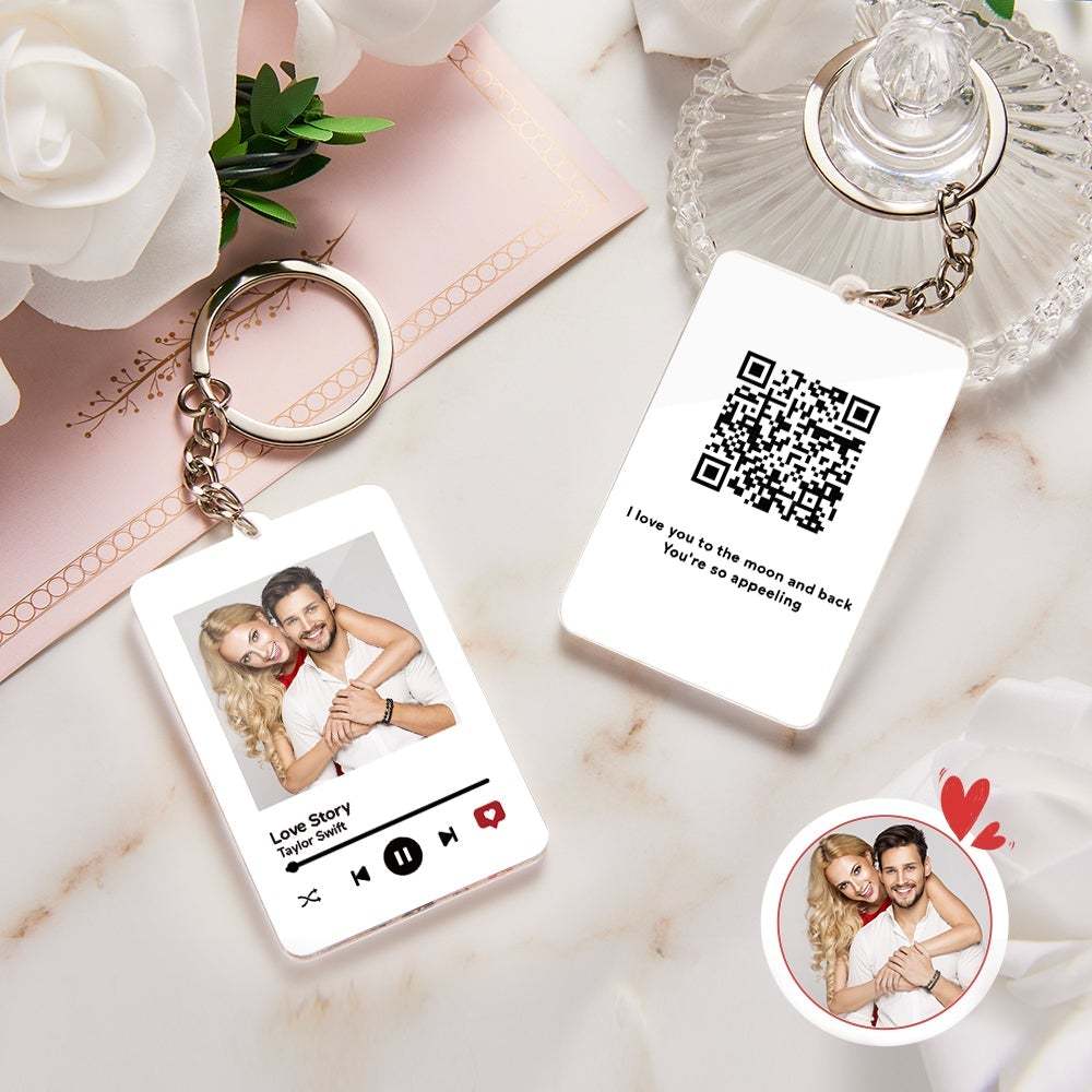 Personalized Keychain Scannable QR Code Keychain Submit Your Favorite Video Valentine's Day Gift - 