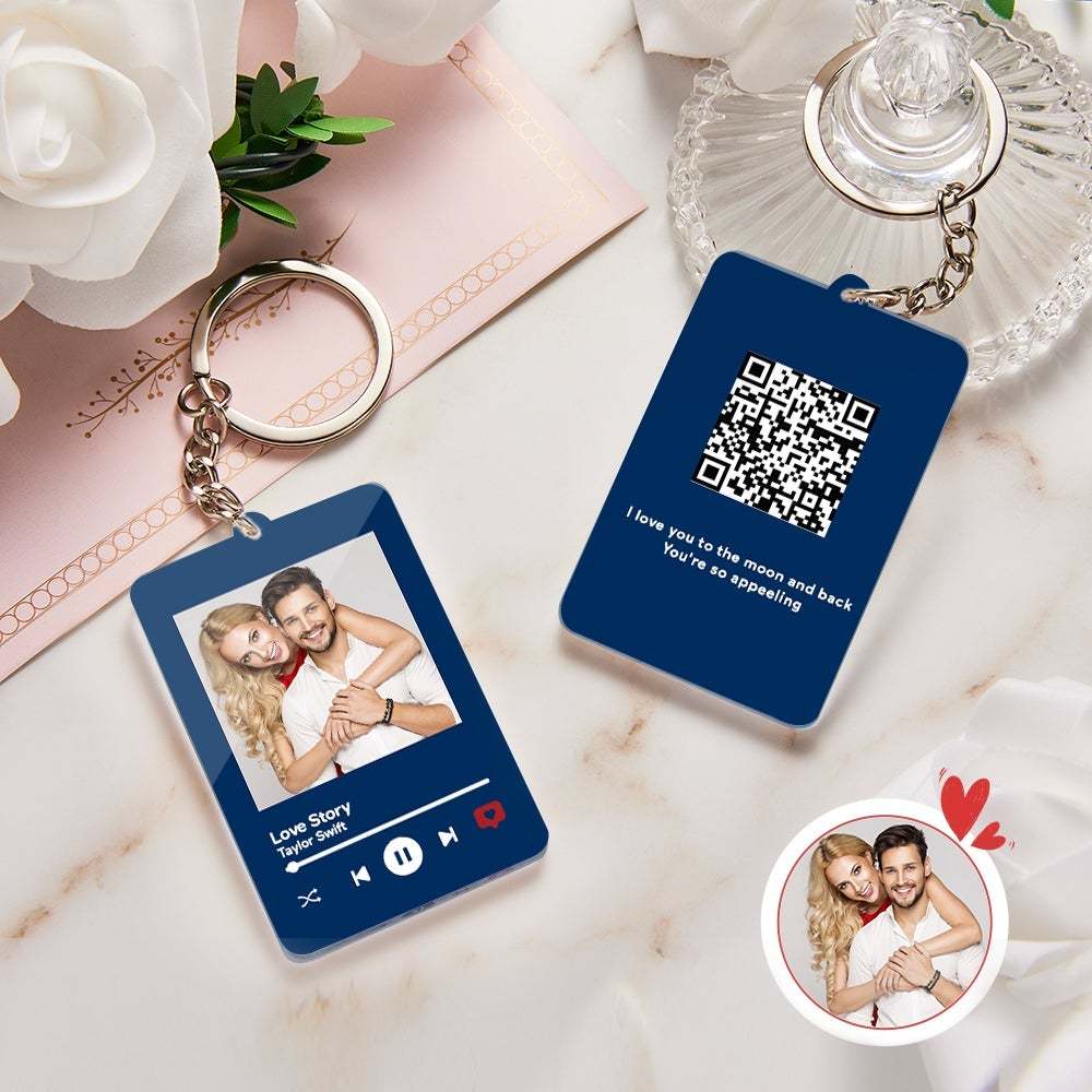 Personalized Keychain Scannable QR Code Keychain Submit Your Favorite Video Valentine's Day Gift - 