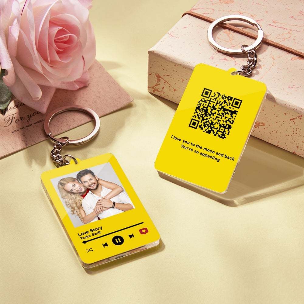 Personalized Keychain Scannable QR Code Keychain Submit Your Favorite Video Valentine's Day Gift - 