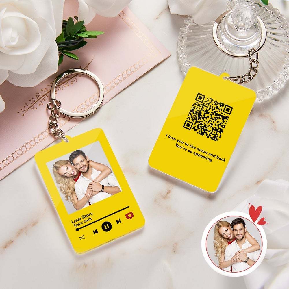 Personalized Keychain Scannable QR Code Keychain Submit Your Favorite Video Valentine's Day Gift - 