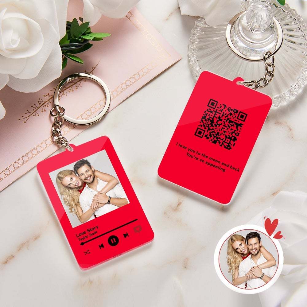 Personalized Keychain Scannable QR Code Keychain Submit Your Favorite Video Valentine's Day Gift - 