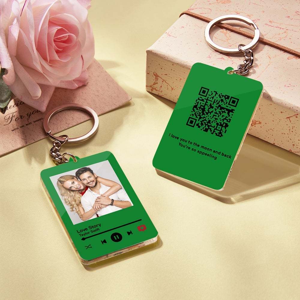Personalized Keychain Scannable QR Code Keychain Submit Your Favorite Video Valentine's Day Gift - 